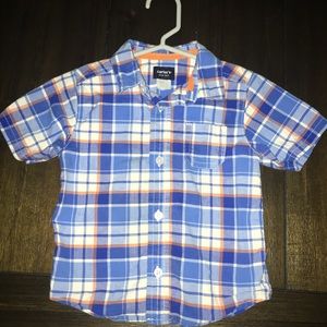 Soft and timeless plaid, short sleeve button down. 24 months